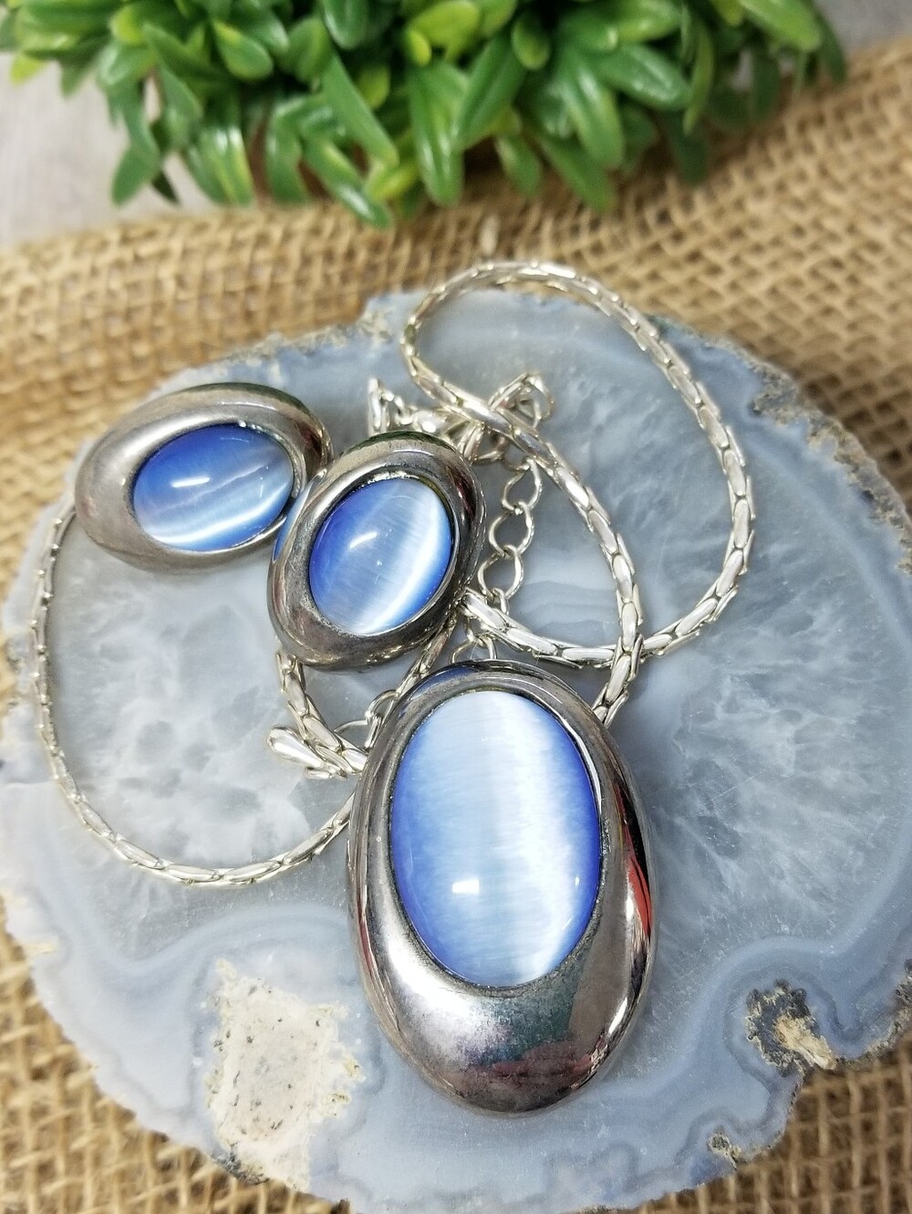 Polished Silver Slide Pendant And Earrings set
